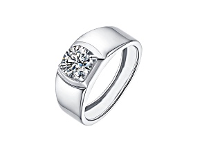 Clear Cubic Zirconia, Rhodium Plated over Bass Sleek Adjustable Band Ring