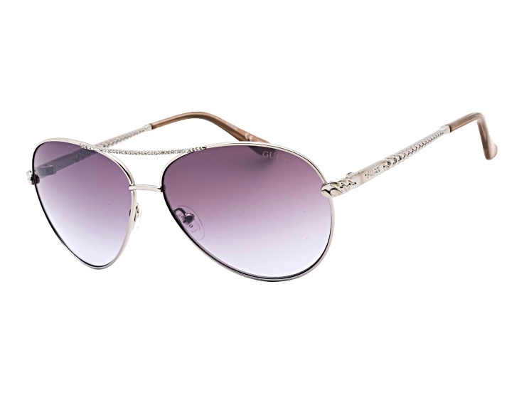 Guess Shiny Silver Tone With Crystal Stones Aviator Frame  display picture 1