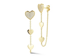 Rachel Zoe 14K Yellow Gold Over Sterling Silver Pave Triple Heart Front/Back Dangle Earrings