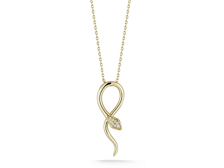Sterling Statements 14K Yellow Gold Over Sterling Silver CZ Snake Necklace