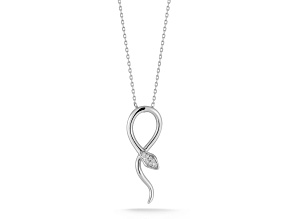 Sterling Statements Rhodium Over Sterling Silver  CZ Snake Necklace