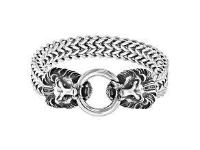 Stainless Steel Double Lions Head Bracelet