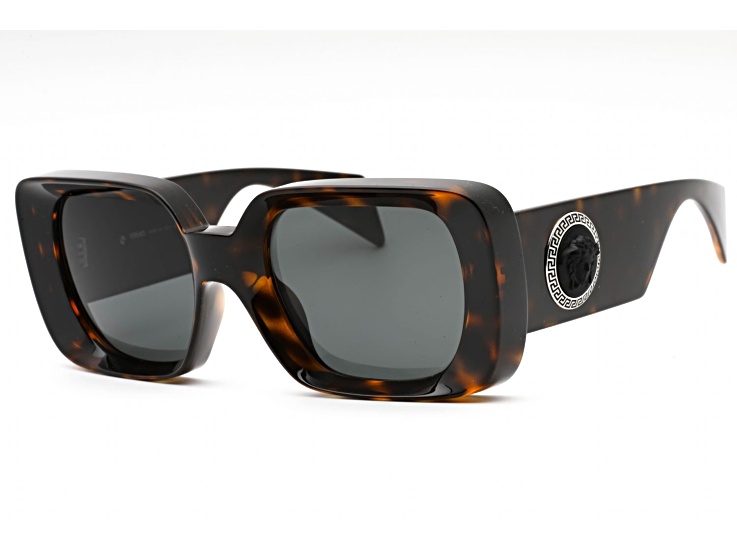 Versace Dark Havana Frame / Dark Gray Green Lenses Sunglasses