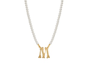 Gold Tone M Initial Acrylic Pendant with Chain