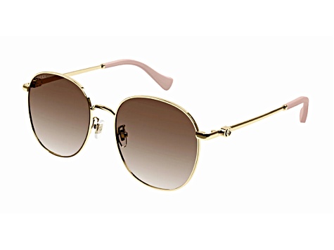 Gucci Gold Tone Round Frame / Brown Lenses Sunglasses  display picture 2