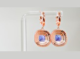 Tanzanite Cushion and CZ 18K Rose Gold Over Sterling Silver Earrings, 4.84 ctw