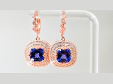 Tanzanite Cushion and CZ 18K Rose Gold Over Sterling Silver Earrings, 4.84 ctw