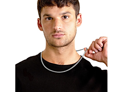 Invicta Jewelry Men's Stainless Steel Curb Chain Necklace (6mm