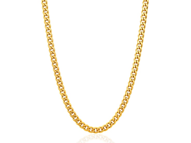 Invicta Jewelry Men's Yellow Plated Steel Curb Chain Necklace (6mm) - 24"