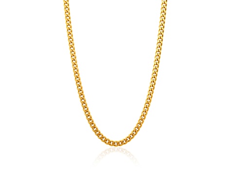 Invicta Jewelry Men's Yellow Plated Steel Curb Chain Necklace (6mm) - 24"