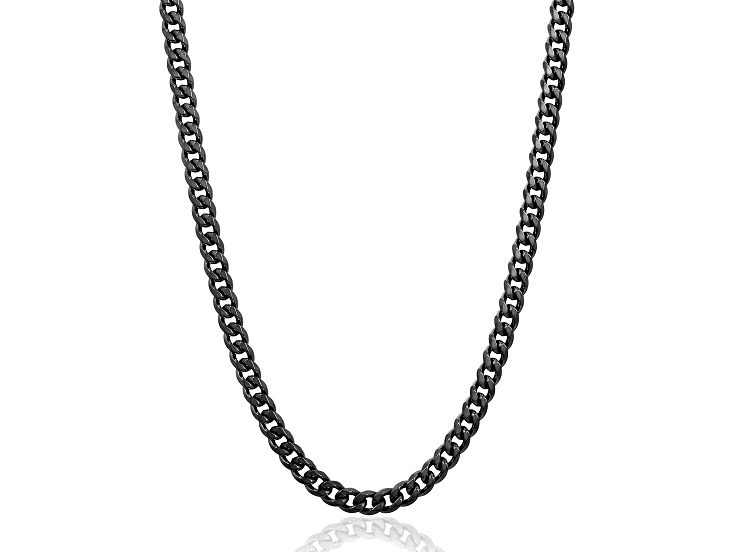 Invicta Jewelry Men's Black Plated Steel Curb Chain Necklace (6mm