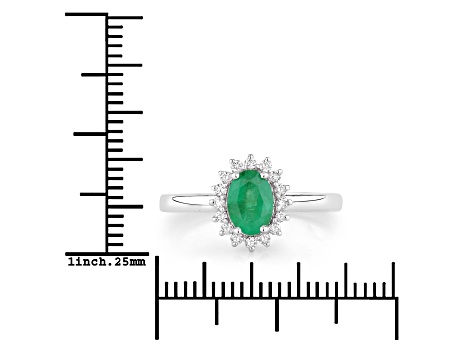 Genuine Zambian Emerald and Lab Diamond Silver Round Halo Necklace main image 1