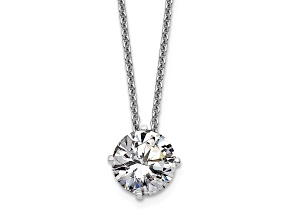 Rhodium Over 14K Gold 1.50 ct. 7.5mm Round D E F Pure Light Moissanite Solitaire Pendant with Chain