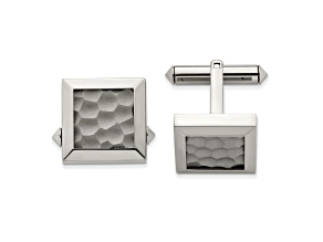 Titanium Polished and Hammered Cuff Links