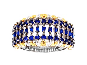 Cobalt Blue Spinel Rhodium & 24K Yellow Gold Over Palladium Sterling Silver Ring 1.25ctw
