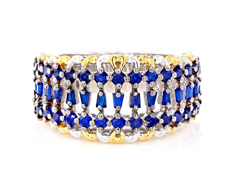 Cobalt Blue Spinel Rhodium & 24K Yellow Gold Over Palladium Sterling Silver Ring 1.25ctw