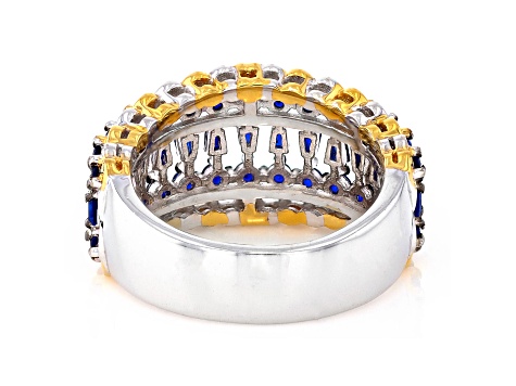Cobalt Blue Spinel Rhodium & 24K Yellow Gold Over Palladium Sterling Silver Ring 1.25ctw