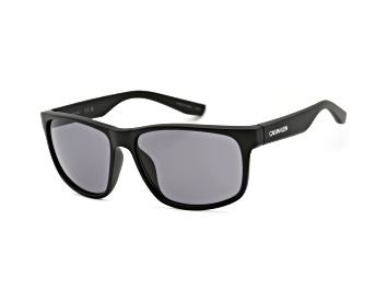 Picture of Calvin Klein Men's Matte Black Rectangular Frame / Smoke Lenses Sunglasses