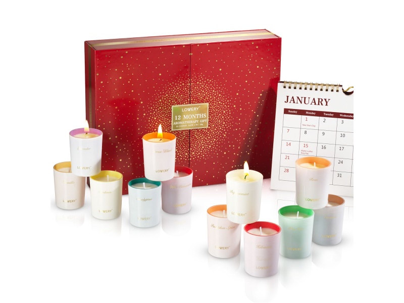 15-Pc. Candle Gift Set with 12 Scented Home Candles, Calendar & Pen