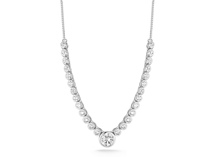 Rachel Zoe Rhodium Over Sterling Silver Round Center Cubic