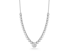 Rachel Zoe Rhodium Over Sterling Silver Round Center Cubic Zirconia Tennis Necklace