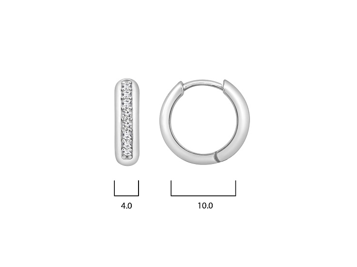 White Cubic Zirconia Platinum Over Sterling Silver Hoops 0.24ctw