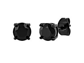 Black Ion-Plated Stainless Steel and Black Spinel 6mm Earrings