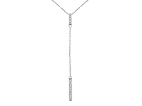 White Diamond Sterling Silver Hanging Bar Necklace 0.10ctw