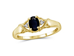 Black Sapphire 14K Gold Over Sterling Silver Ring 0.56ctw
