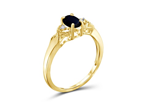 Black Sapphire 14K Gold Over Sterling Silver Ring 0.56ctw