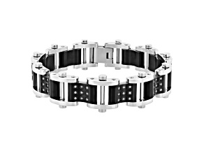 0.50ctw Diamond Two-Tone Stainless Steel Wavy Link Bracelet