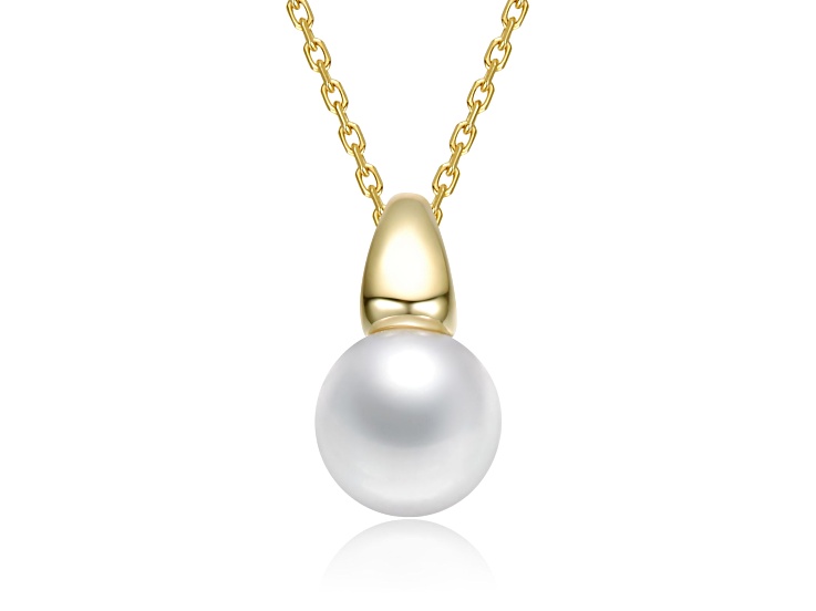 White Mother of Pearl, 14K Gold Plated over Brass Pendant Necklace