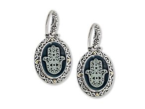 Silver Treasures by Samuel B. Hamsa Agate CameoSterling Silver with 18K Yellow Gold Earrings