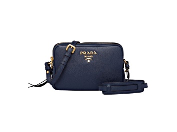 Picture of Prada Baltico Blue Vitello Phenix Leather Double Zip Crossbody Bag