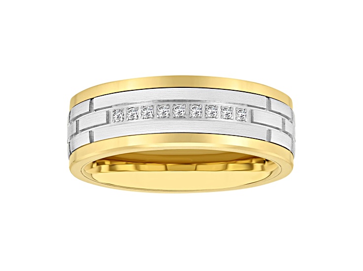 Tungsten Comfortâ„¢ 0.10ctw Diamond Tungsten Yellow Ion Plated Band