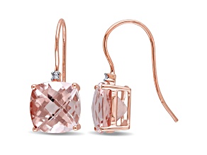 6.80ctw Morganite And Diamond Accent 14k Rose Gold Solitaire Earrings