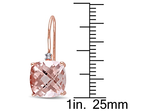 6.80ctw Morganite And Diamond Accent 14k Rose Gold Solitaire Earrings