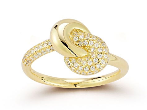 Sterling Statements 14K Yellow Gold Over Sterling Silver Cubic Zirconia Half Pave Knot Ring