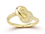 Sterling Statements 14K Yellow Gold Over Sterling Silver Cubic Zirconia Half Pave Knot Ring
