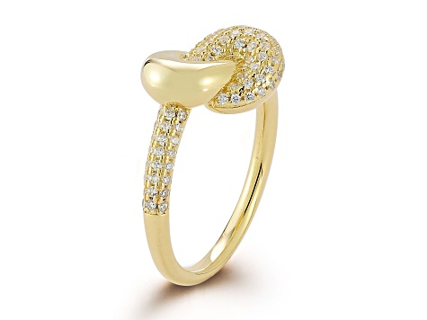 Sterling Statements 14K Yellow Gold Over Sterling Silver Cubic Zirconia Half Pave Knot Ring