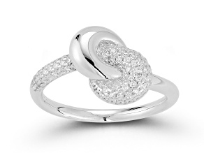 Sterling Statements Rhodium Over Sterling Silver Cubic Zirconia Half Pave Knot Ring