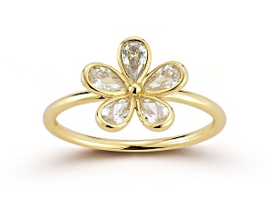 Rachel Zoe 14K Yellow Gold Over Sterling Silver Cubic Zirconia Flower Ring