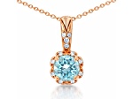 Natural Blue Topaz 14K Rose Gold Over Sterling Silver Round Shape Pendant with Chain