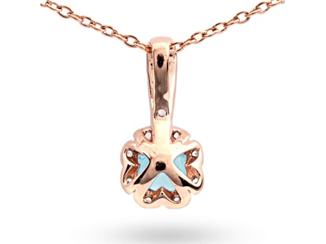 Natural Blue Topaz 14K Rose Gold Over Sterling Silver Round Shape Pendant with Chain