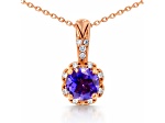 Natural Violet Iolite 14K Rose Gold Over Sterling Silver Round Shape Pendant with Chain