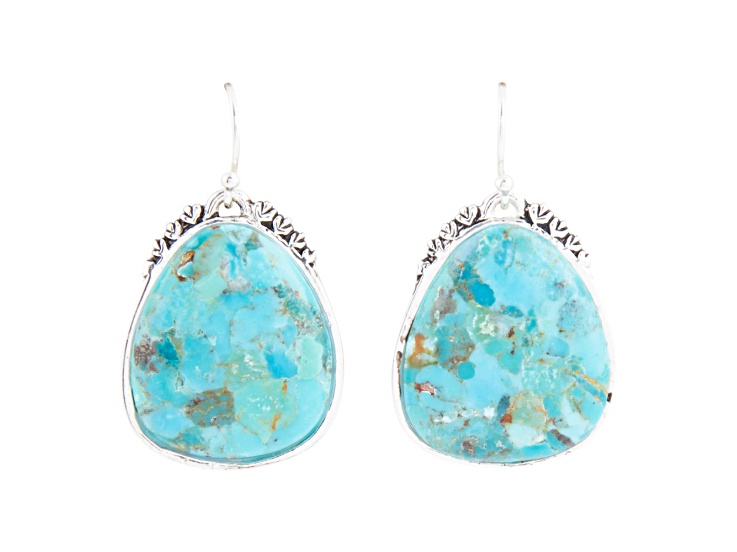 Barse Barse Jewelry Agave Genuine Blue Turquoise and Silver Drop Earrings ...