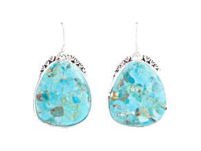 Barse Jewelry Agave Genuine Blue Turquoise and Silver Drop Earrings