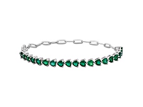 Created Emerald Sterling Silver Bracelet 4.75ctw