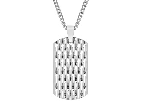 Stainless Steel Textured Dog Tag Pendant With Chain