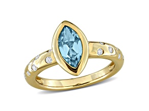 Sky Blue Topaz& Diamond 10K Yellow Gold Ring 1.46ctw